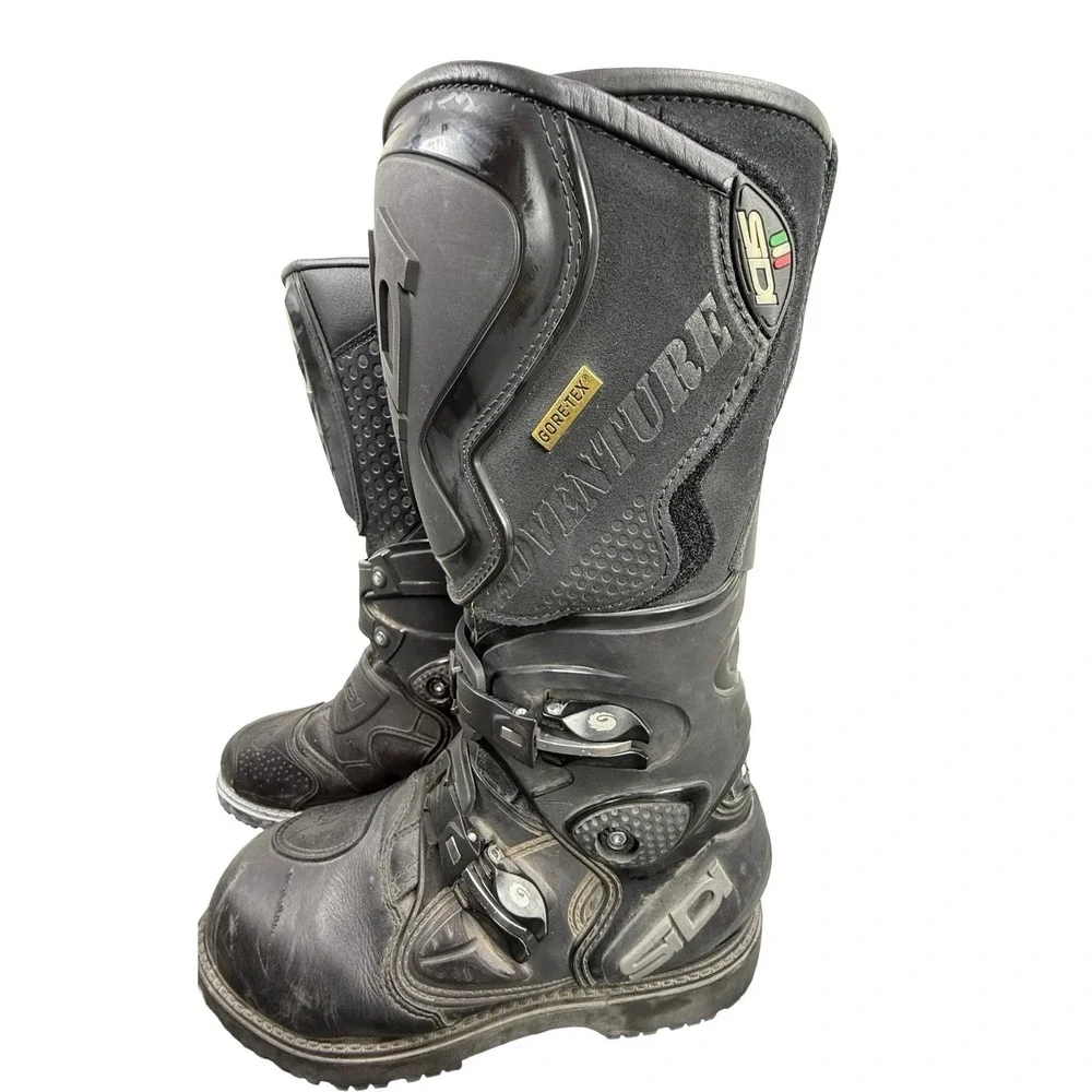 Sidi Adventure Gore-Tex Boots Mens 7.5 Black Dual Sport Touring Italy